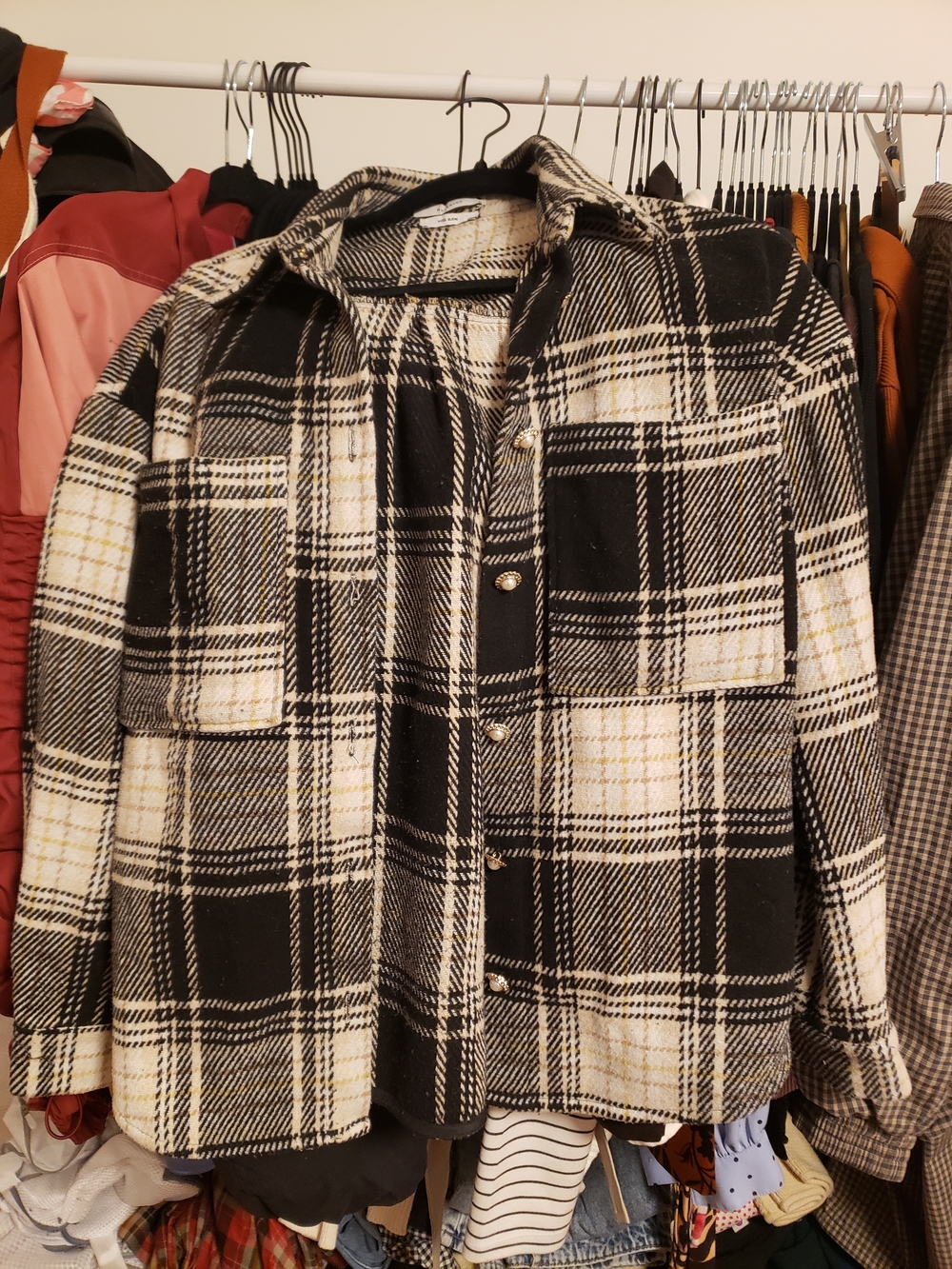 Reserved Black & White Plaid Button-Up Shacket